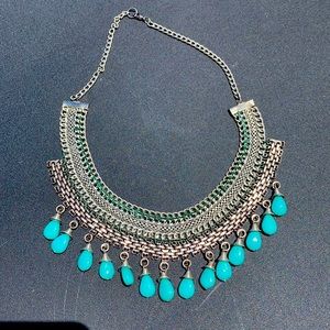 Women’s Silver & Turquoise Collar Bib Necklace